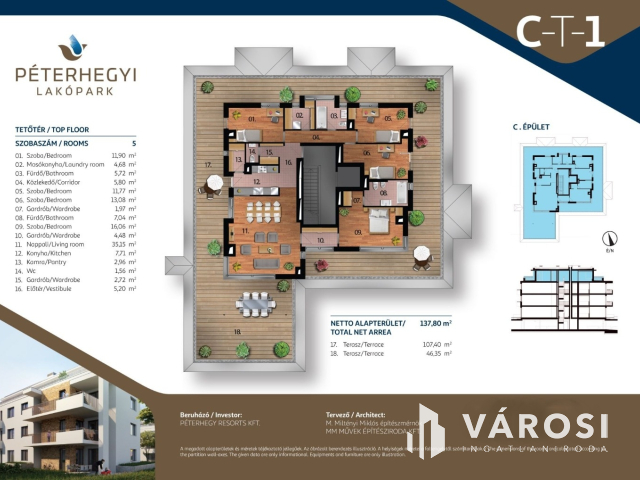 PENTHOUSE BUDAI PANORÁMÁVAL A PÉTERHEGYI LAKÓPARKBAN! C-T-1