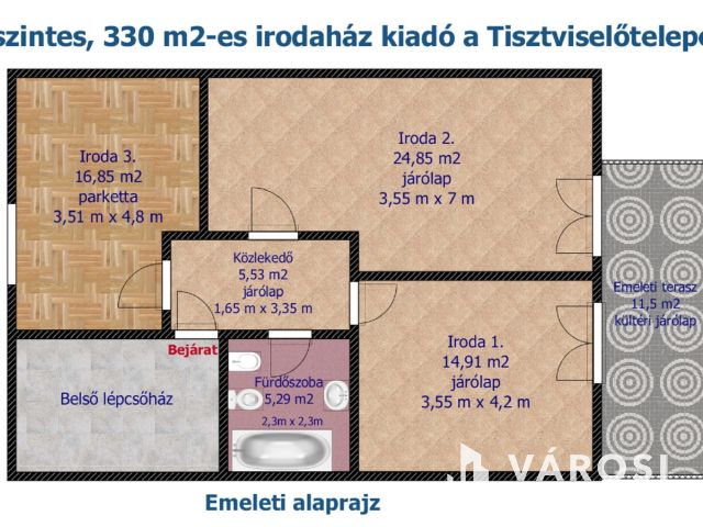 4 szintes, 330 m²-es, önálló irodaház a Tisztviselőtelepen