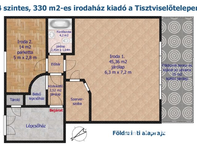 4 szintes, 330 m²-es, önálló irodaház a Tisztviselőtelepen