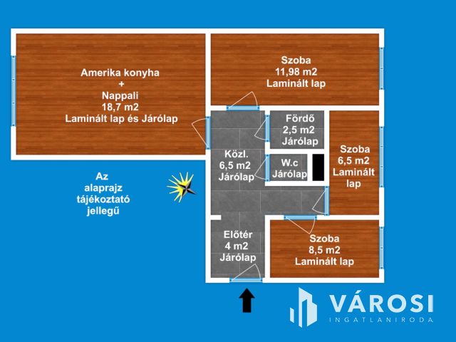 Teljesen felújított első emeleti lakás amerikai konyhával